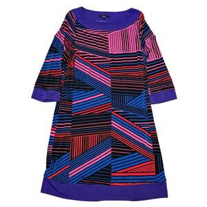 Rafaella Women’s Shift Dress L Geometric Pattern Purple Multi